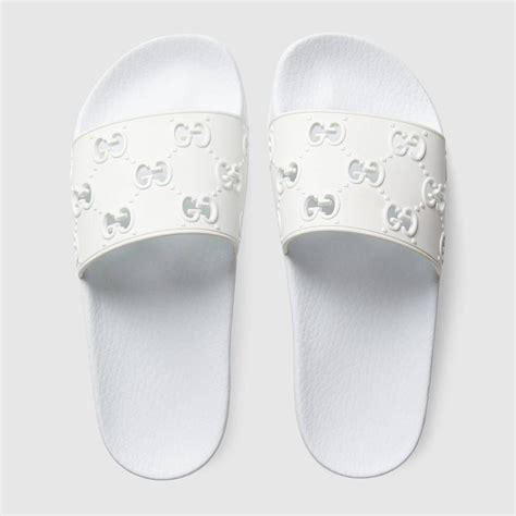 gucci rubber slides white|black gucci slides nordstrom.